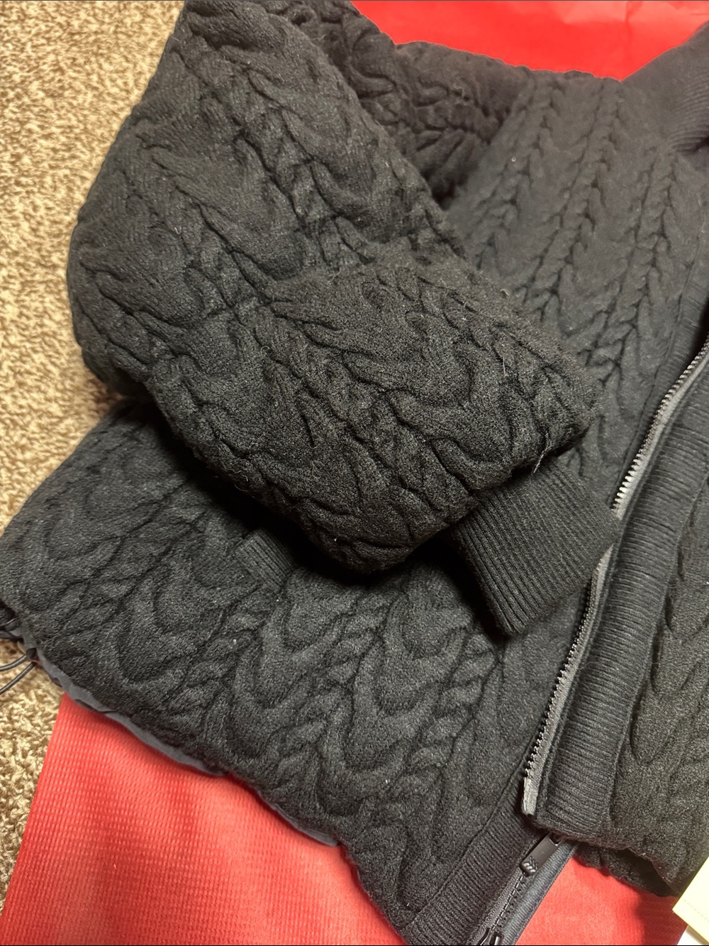 All in motion NWT L Black Quilted Cable-Knit Puffer WARMEST WINTER COAT - Picture 5 of 11
